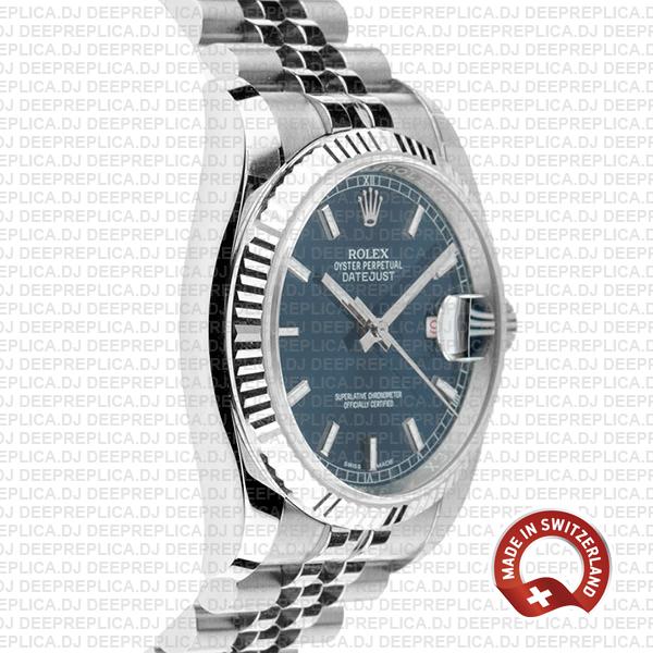 Rolex Datejust 36, 18k White Gold Blue Dial with 904L Steel Fluted Bezel & Jubilee Bracelet Rolex Replica Watch