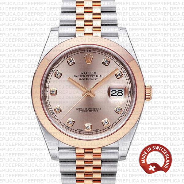 Rolex Datejust 41 Pink Diamond Dial Two-Tone Replica Watch