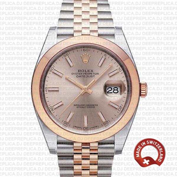 Rolex Datejust 41 Pink Dial Jubilee Bracelet Watch | Deepreplica