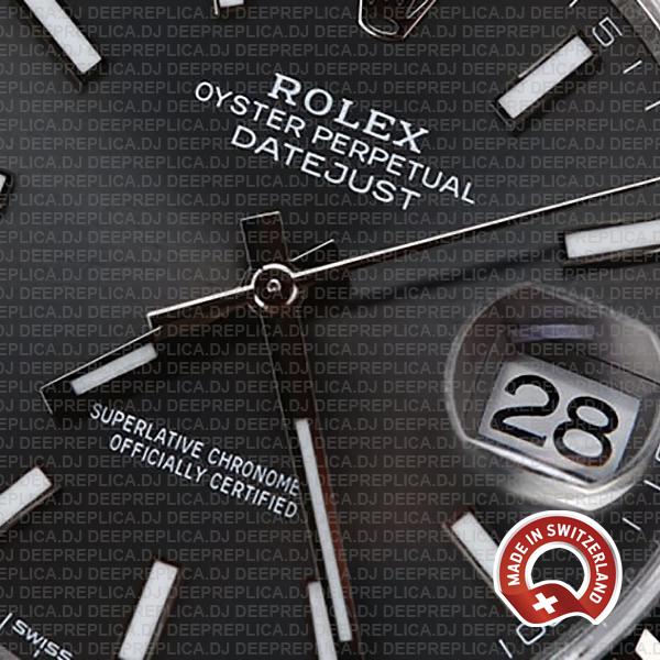 Rolex Datejust 41 18k White Gold Jubilee Bracelet 904L Stainless Steel Dark Rhodium Grey Sticks Dial Fluted Bezel Rolex Made Replica Watch.