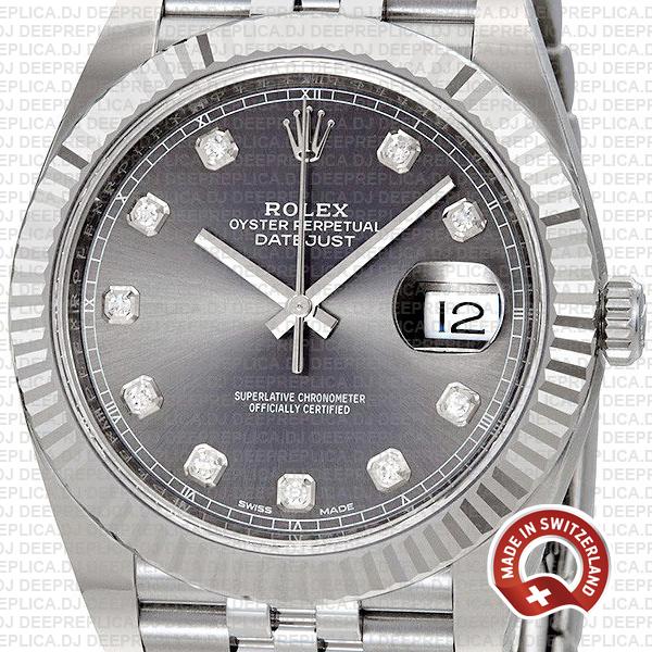 Rolex Datejust Grey Diamond Dial Jubilee | Best Replica Watch