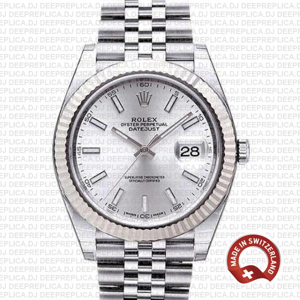 Rolex Datejust 41 Silver Dial Jubilee Swiss Made Replica Watch
