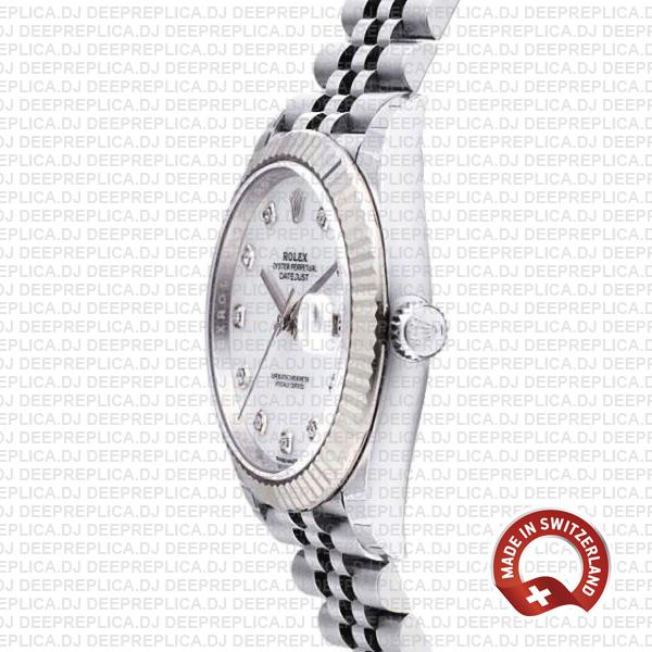 Rolex Datejust 41 18k White Gold Jubilee Bracelet 904L Steel White Mother of Pearl Diamond Dial Fluted Bezel