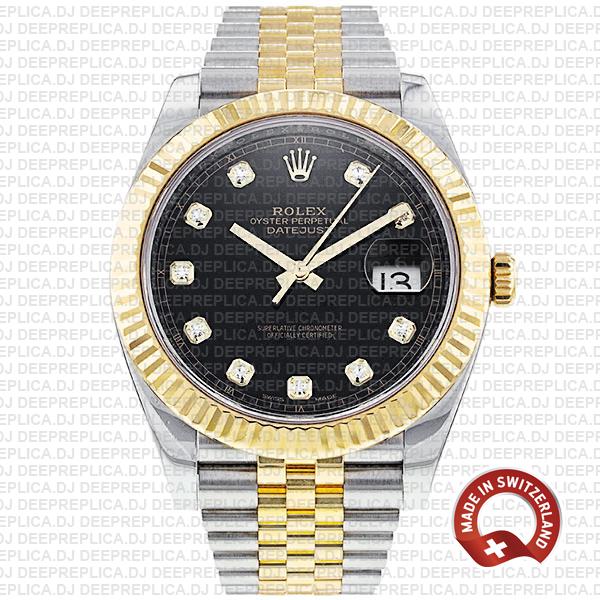 Rolex Datejust 41 Black Dial Diamonds Swiss Replica Watch