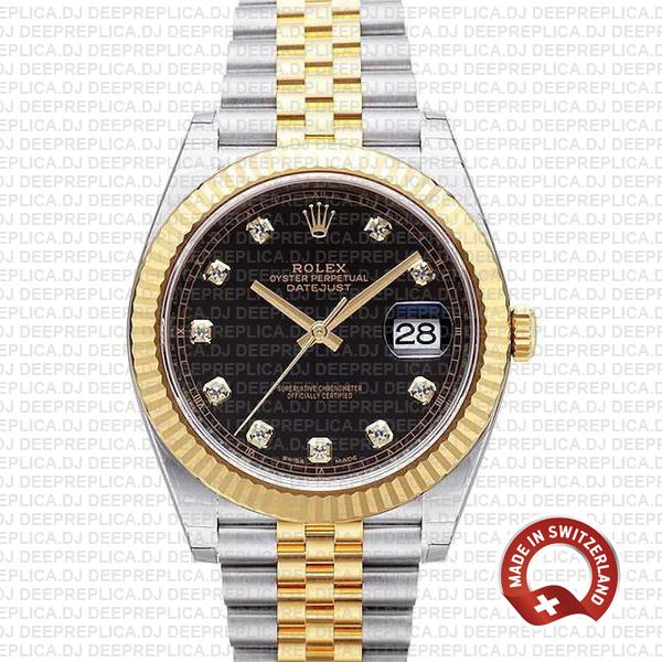 Rolex Datejust 41 Black Dial Diamonds | Swiss Replica Watch