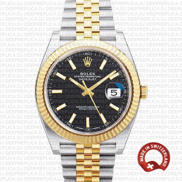 Best Rolex Datejust Replica Black Dial Jubilee Bracelet Watch