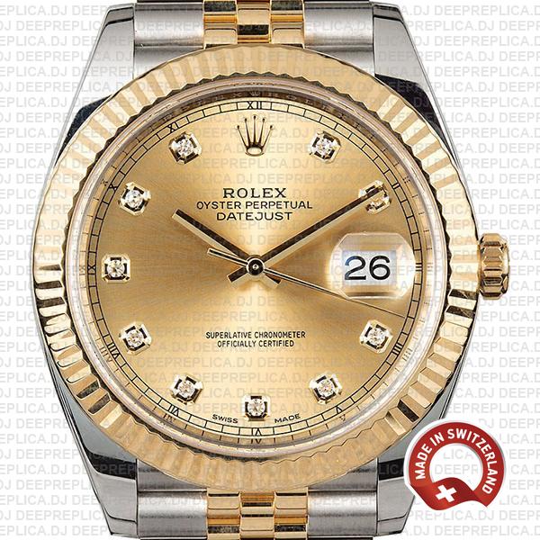 Rolex Datejust 41 Two-Tone Gold Dial Diamonds Jubilee Replica