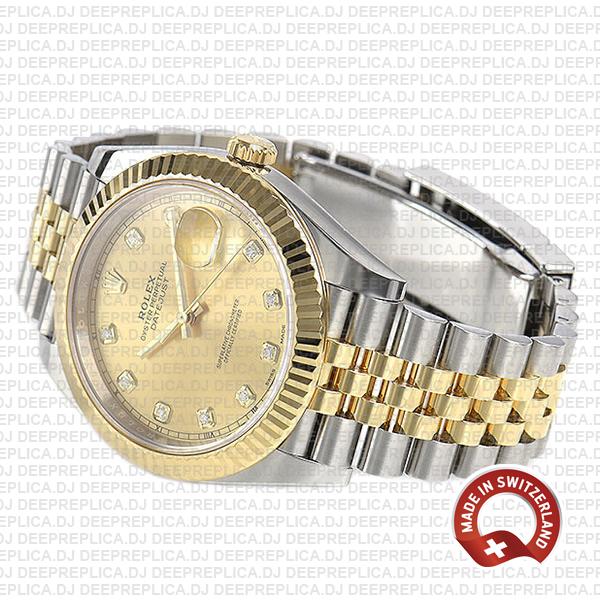 Rolex Datejust Two-Tone Jubilee Bracelet 18k Yellow Gold, Fluted Bezel Gold Diamond Dial 41mm