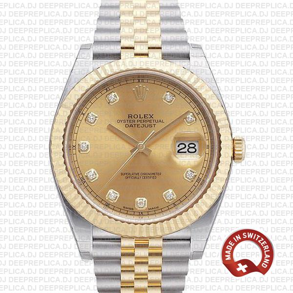 Rolex Datejust 41 Two-Tone Gold Dial Diamonds Jubilee Replica