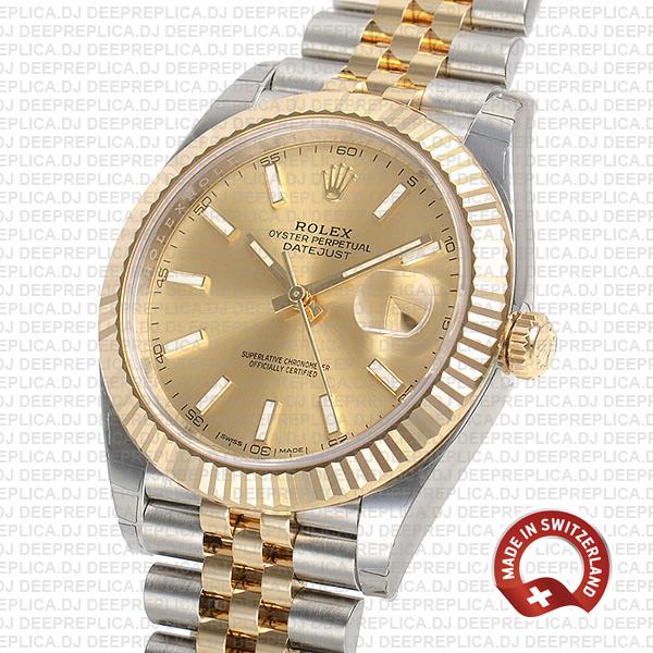 Rolex Datejust 41 Gold Dial Jubilee | High Quality Replica Watch