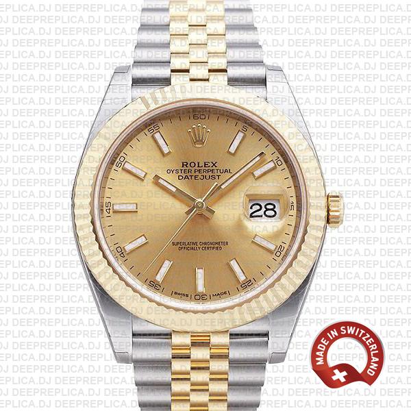 Rolex Datejust 41 Gold Dial Jubilee | High Quality Replica Watch