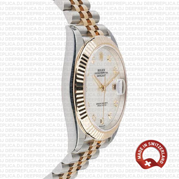 Rolex Datejust 41mm Two-Tone 18k Yellow Gold, Fluted Bezel White Mother of Pearl Diamond Dial