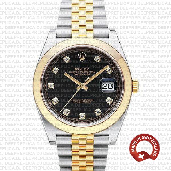 Rolex Datejust 41mm Black Dial Diamonds Replica Rolex Watch