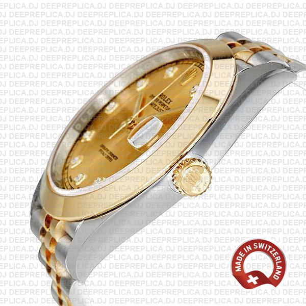 Rolex Datejust Jubilee Gold Diamond Dial Swiss Replica Watch