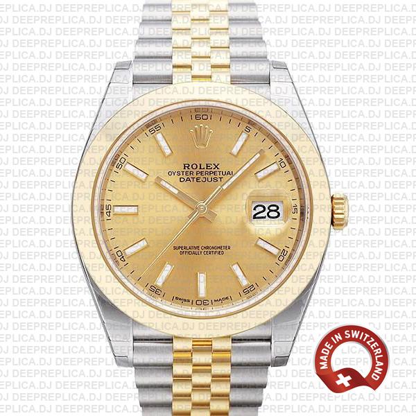 Rolex Datejust 41mm Two-Tone Gold Dial Jubilee Replica Watch