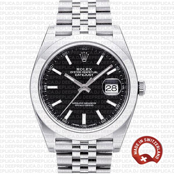 Rolex Datejust Smooth Bezel Black Dial | Rolex Replica Watch