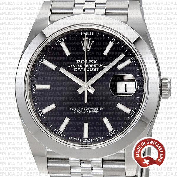 Rolex Datejust Smooth Bezel Black Dial | Rolex Replica Watch