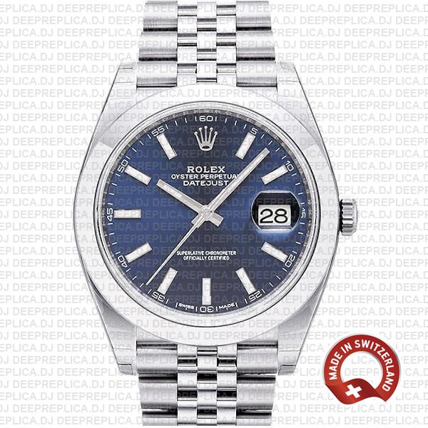 Top Rolex Datejust Replica 41 Stainless Steel Blue Dial Watch