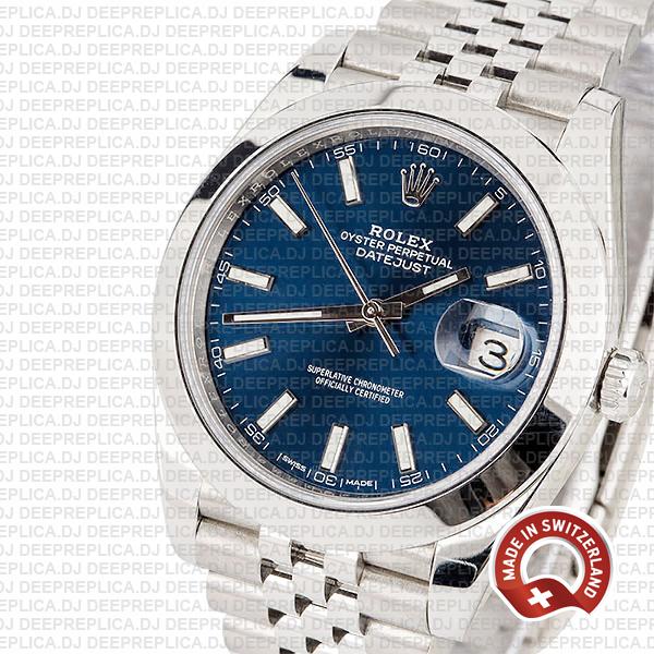 Top Rolex Datejust Replica 41 Stainless Steel Blue Dial Watch