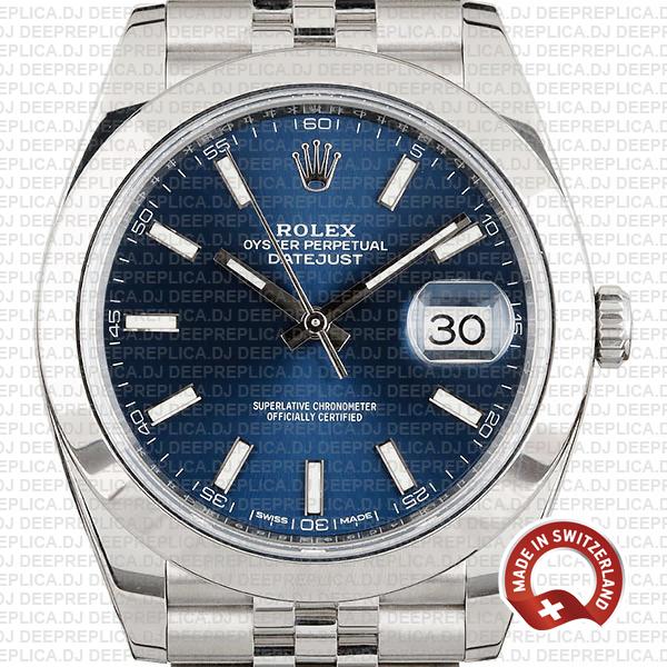 Top Rolex Datejust Replica 41 Stainless Steel Blue Dial Watch