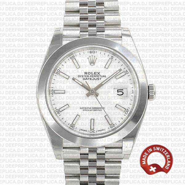 Rolex Datejust 41 904L Steel White Dial Rolex Replica Watch