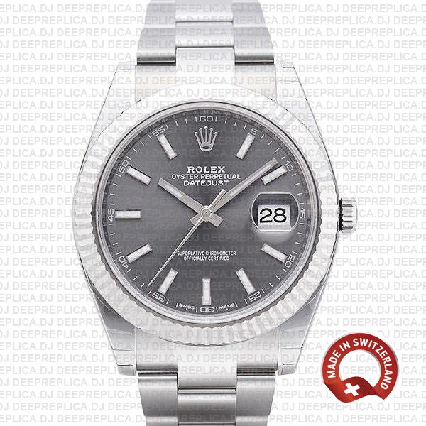 Rolex Datejust 41 Dark Rhodium Grey Dial Rolex Replica Watch