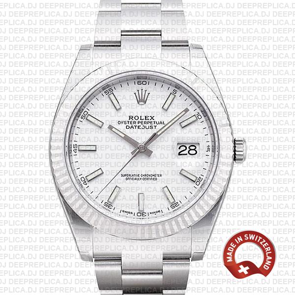 Rolex Datejust 41mm Stainless Steel White Dial Rolex Replica