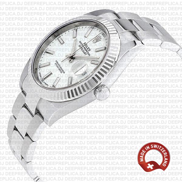 Rolex Datejust 41mm Stainless Steel White Dial Rolex Replica