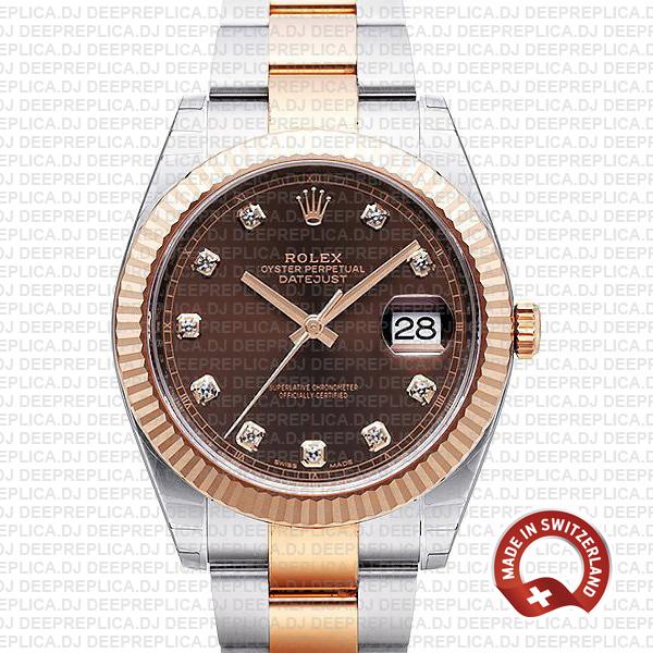 Rolex Datejust Two-Tone Chocolate Diamond Dial Replica WatchRolex Datejust Two-Tone Chocolate Diamond Dial Replica Watch