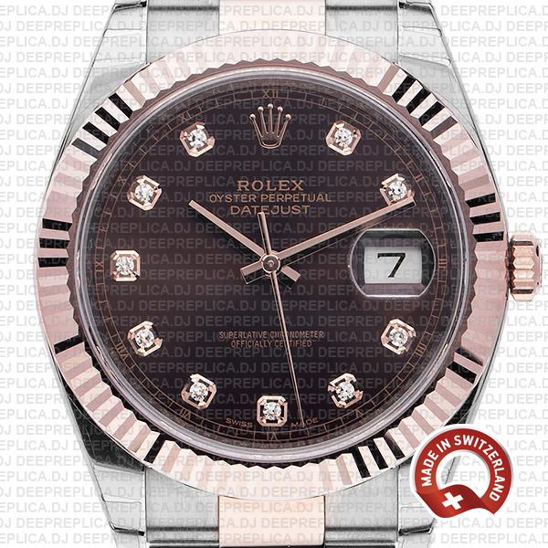 Rolex Datejust Two-Tone Chocolate Diamond Dial Swiss Replica Watch