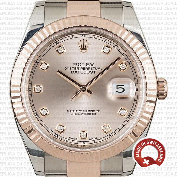 Rolex Datejust 41 Two-Tone Pink Dial Best Fake Rolex Replica Watch