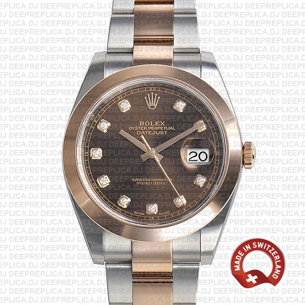 Rolex Datejust 41 Rose Gold Two-Tone Chocolate Diamond Dial