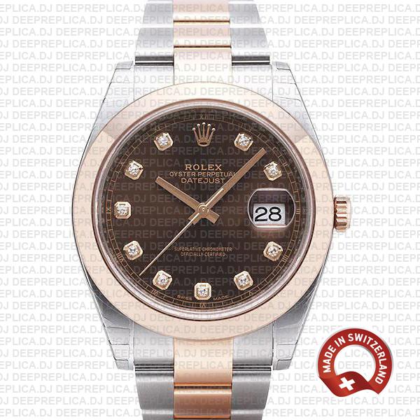 Rolex Datejust 41 Rose Gold Two-Tone Chocolate Diamond Dial