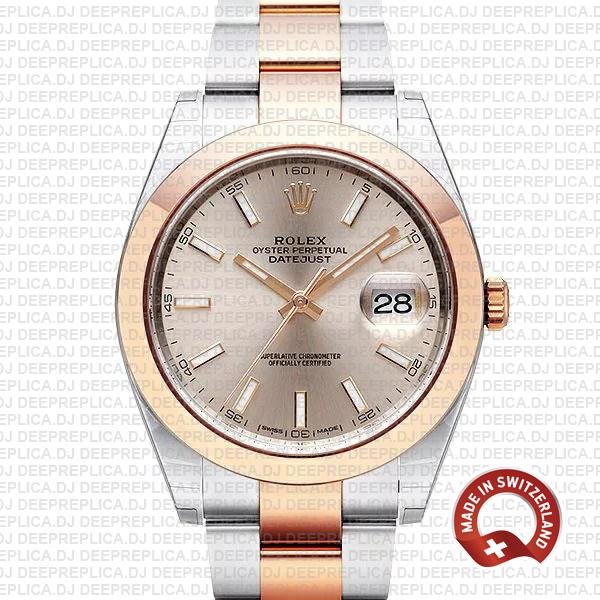 Rolex Datejust 41 Rose Gold Pink Dial Two-Tone Replica Watch