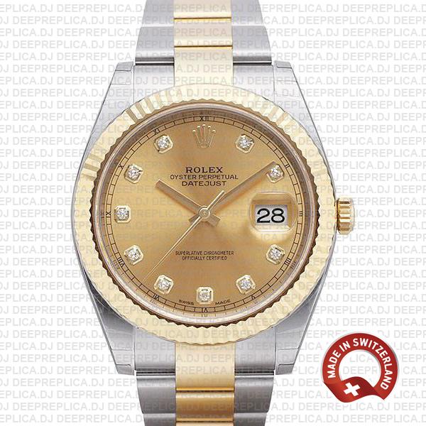 Amazing Rolex Datejust 41 Two-Tone Diamonds Dial Replica