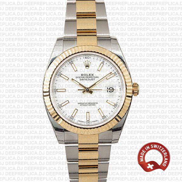 Best Rolex Replica Datejust White Dial Two-Tone 41mm Watch