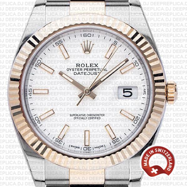 Best Rolex Replica Datejust White Dial Two-Tone 41mm Watch