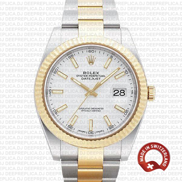 Best Rolex Replica Datejust White Dial Two-Tone 41mm Watch