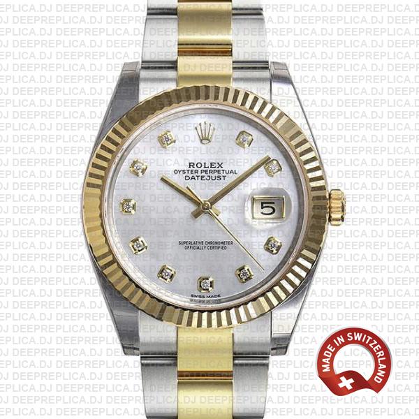 High Quality Rolex Replica Datejust White Dial Diamonds Watch