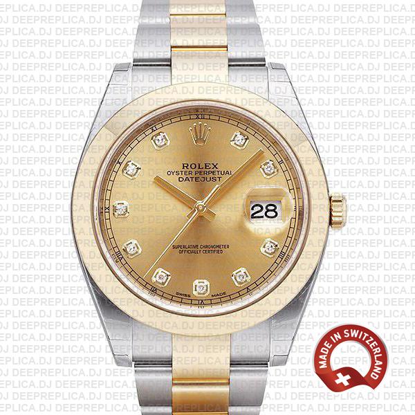 Rolex Datejust 41mm Two-Tone Gold Diamonds | Swiss Replica