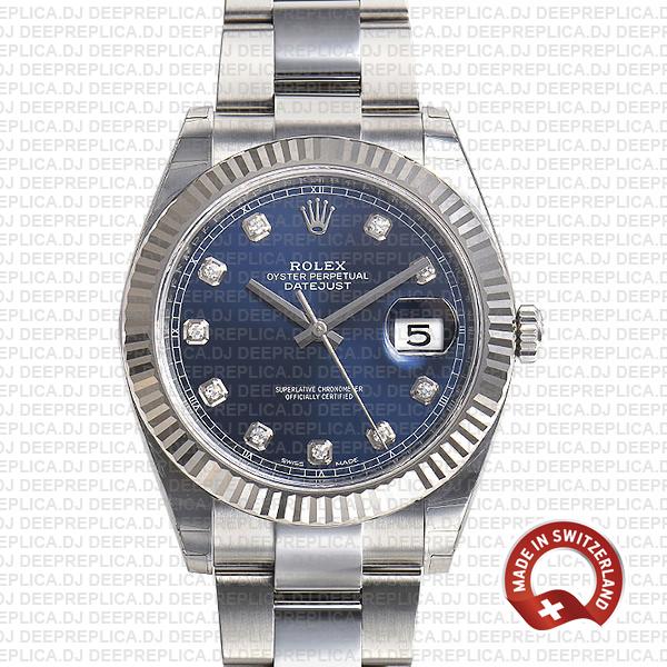 Rolex Datejust 41mm Blue Diamond Dial | Rolex Replica Watch