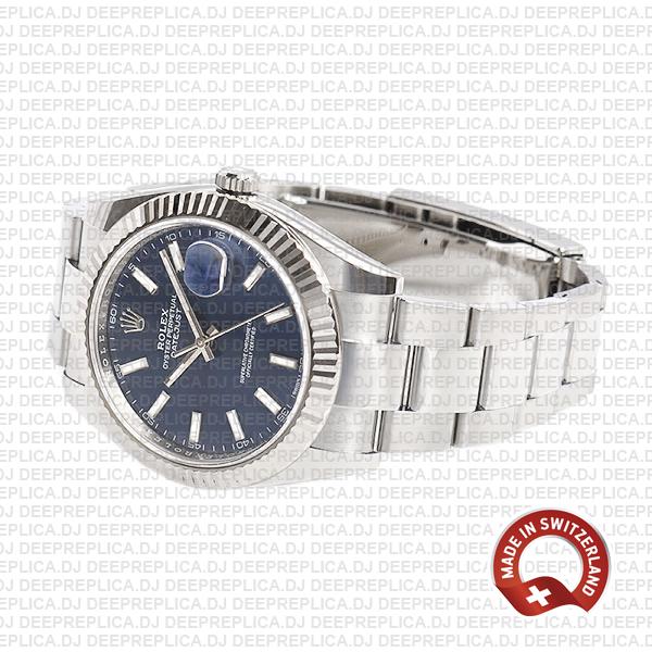 Rolex Datejust 41 Stainless Steel Blue Dial Swiss Replica Watch