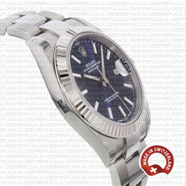 Rolex Datejust 41 Stainless Steel Blue Dial Swiss Replica Watch