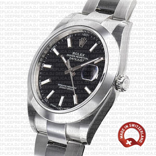 Rolex Datejust 41 Black Dial Swiss Replica Watch | Deepreplica
