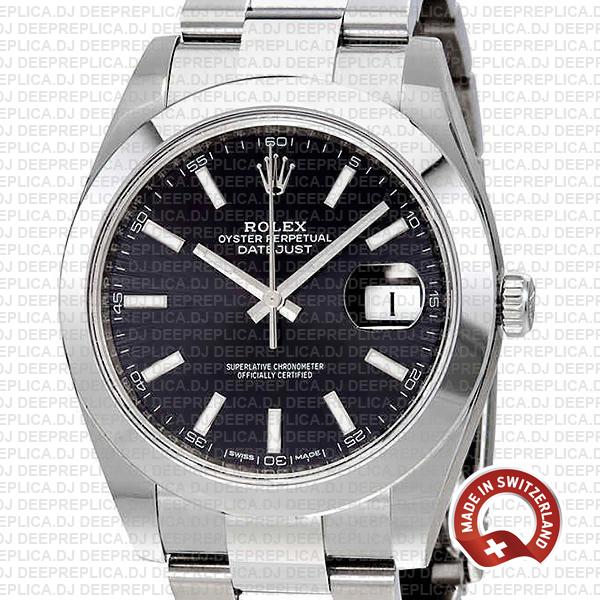 Rolex Datejust 41 Black Dial Swiss Replica Watch | Deepreplica