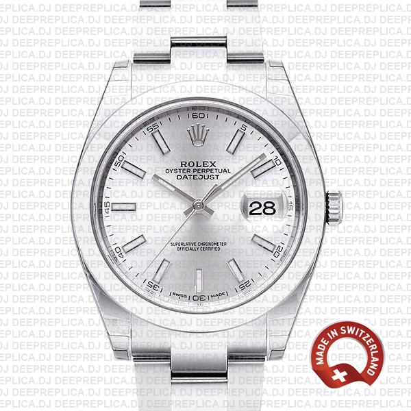 Rolex Datejust Silver Dial Oyster Bracelet | Clone Replica Watch