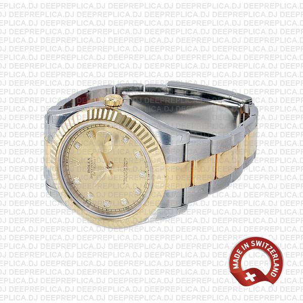 Rolex Datejust Ii 2 Tone Diamond Markers Gold Dial 41mm 116333 Swiss Replica