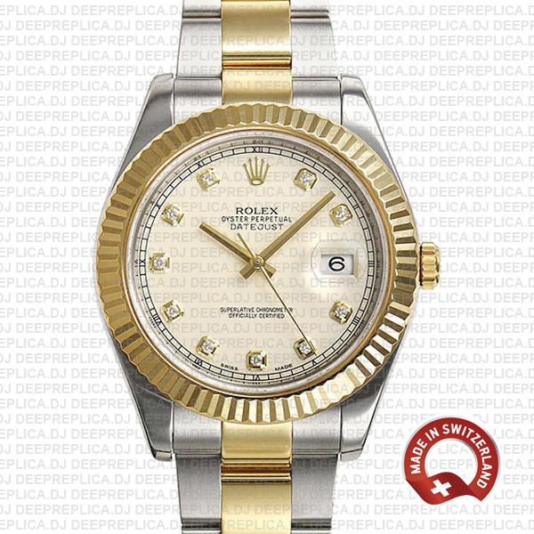 Rolex Datejust ΙΙ Two-Tone Ivory White Diamond Swiss Replica