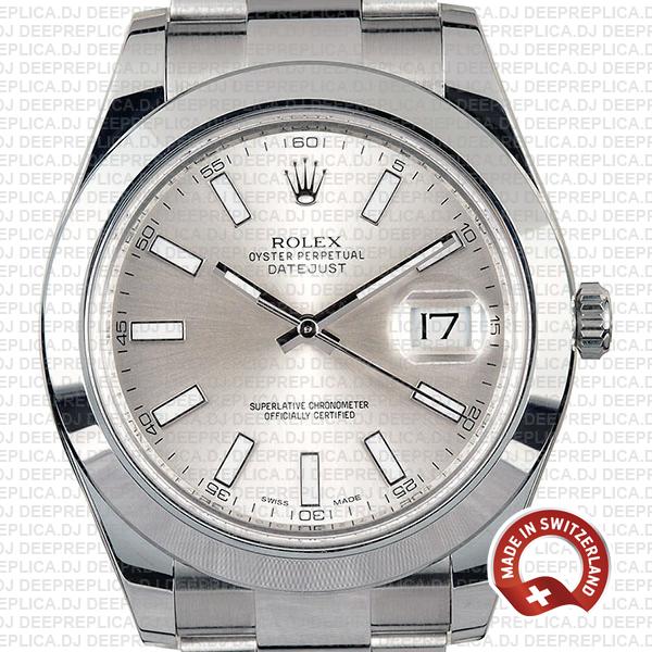 Rolex Datejust Ii Steel Silver Dial Stick Markers 41mm 116300