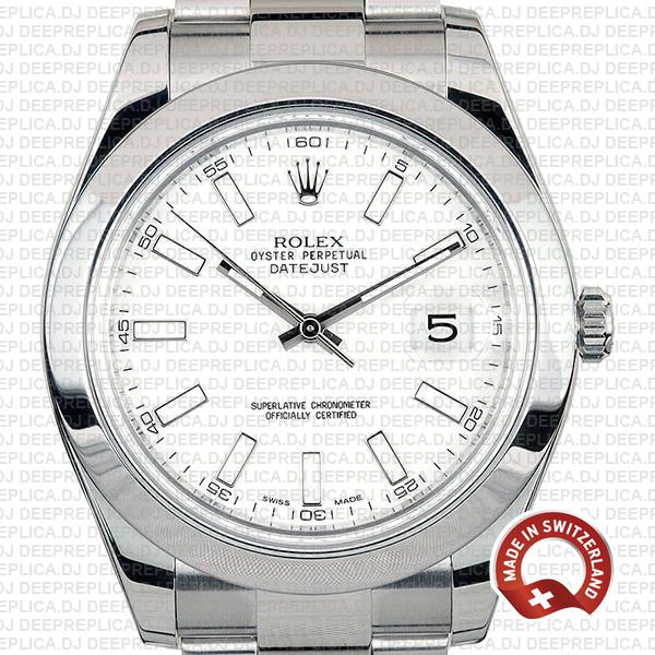 Rolex Datejust Ii Steel White Dial Stick Markers 41mm 116300